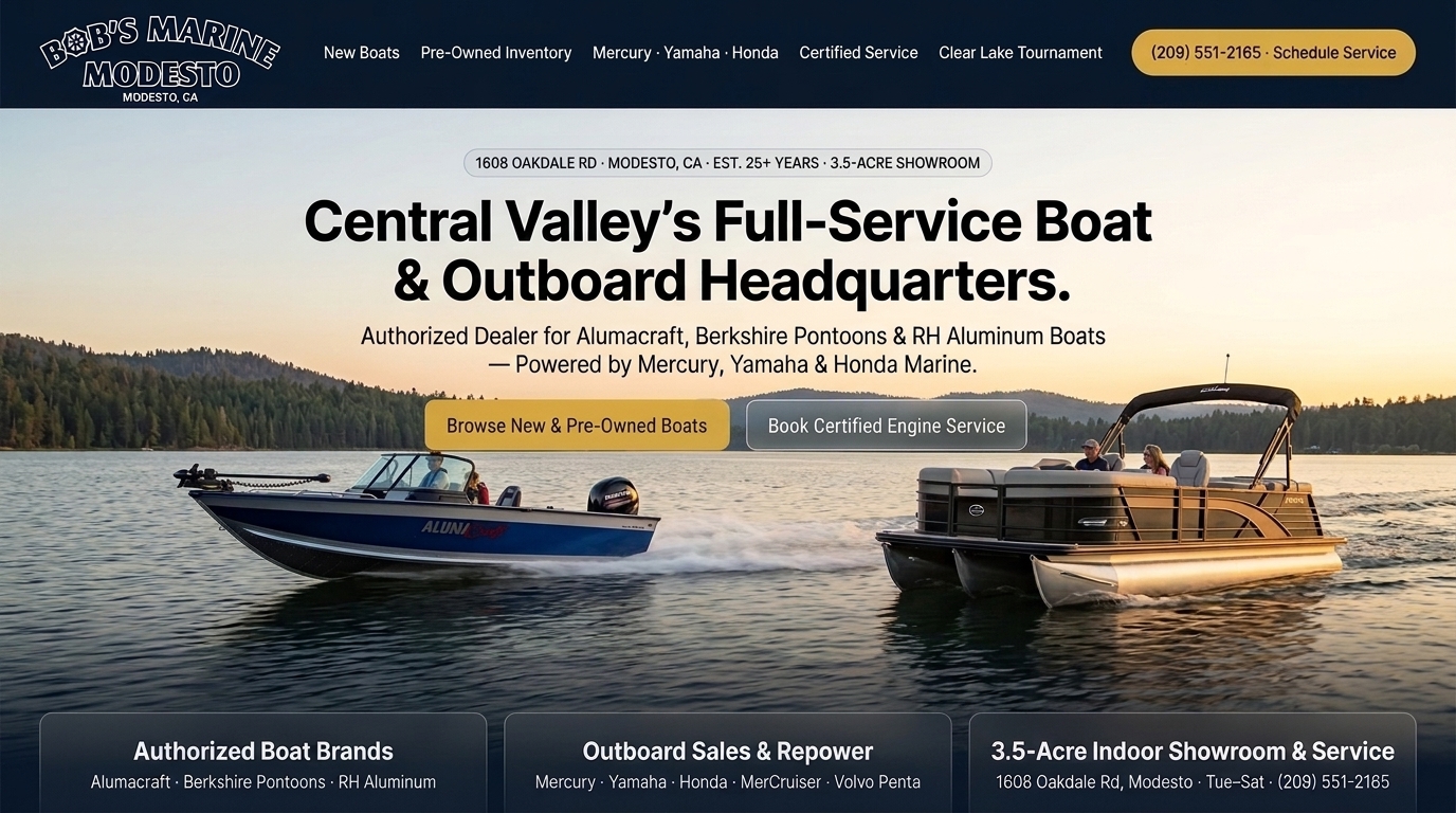 Proposed Bob's Marine homepage preview